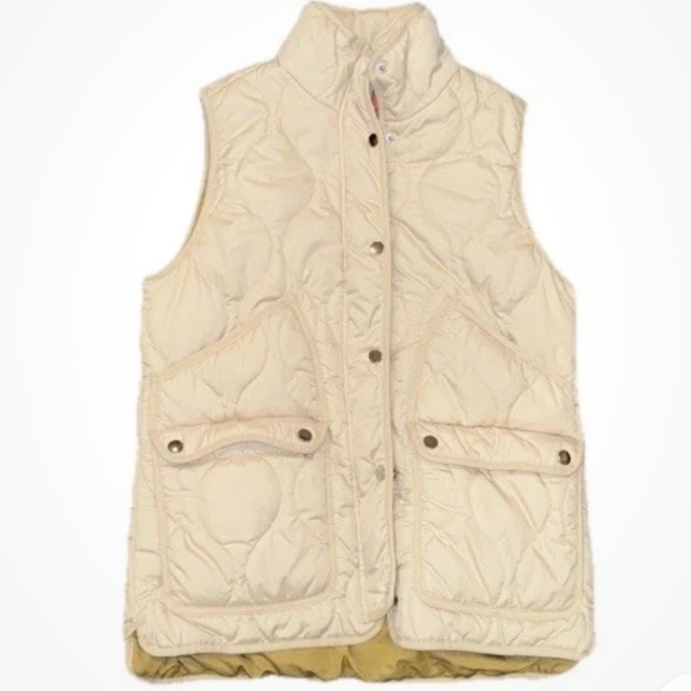 J. Crew Signature Cream Quilted Puffer Vest- goes in at the back- adjustable